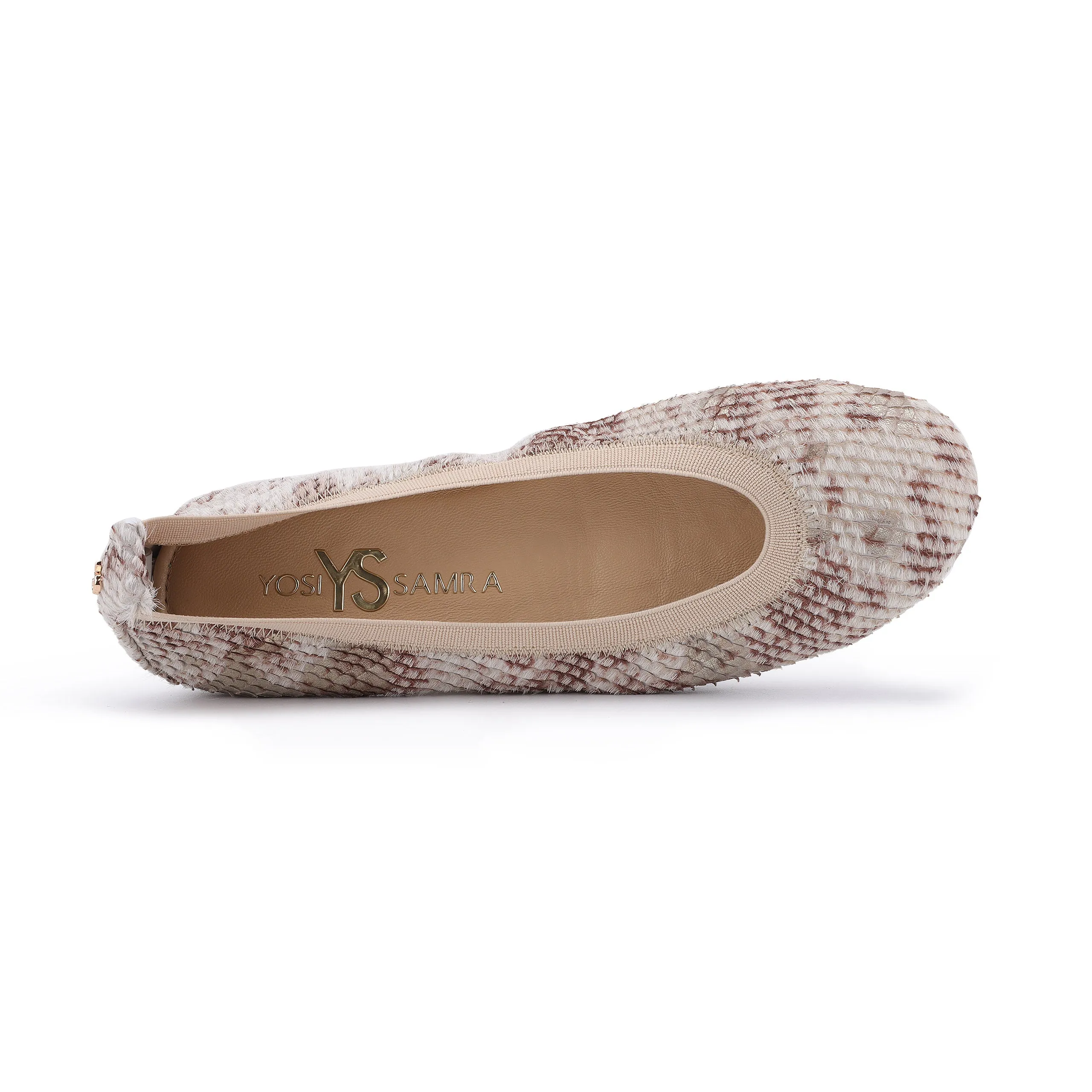 Samara Foldable Ballet Flat in Gold Snake Leather