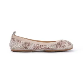 Samara Foldable Ballet Flat in Gold Snake Leather