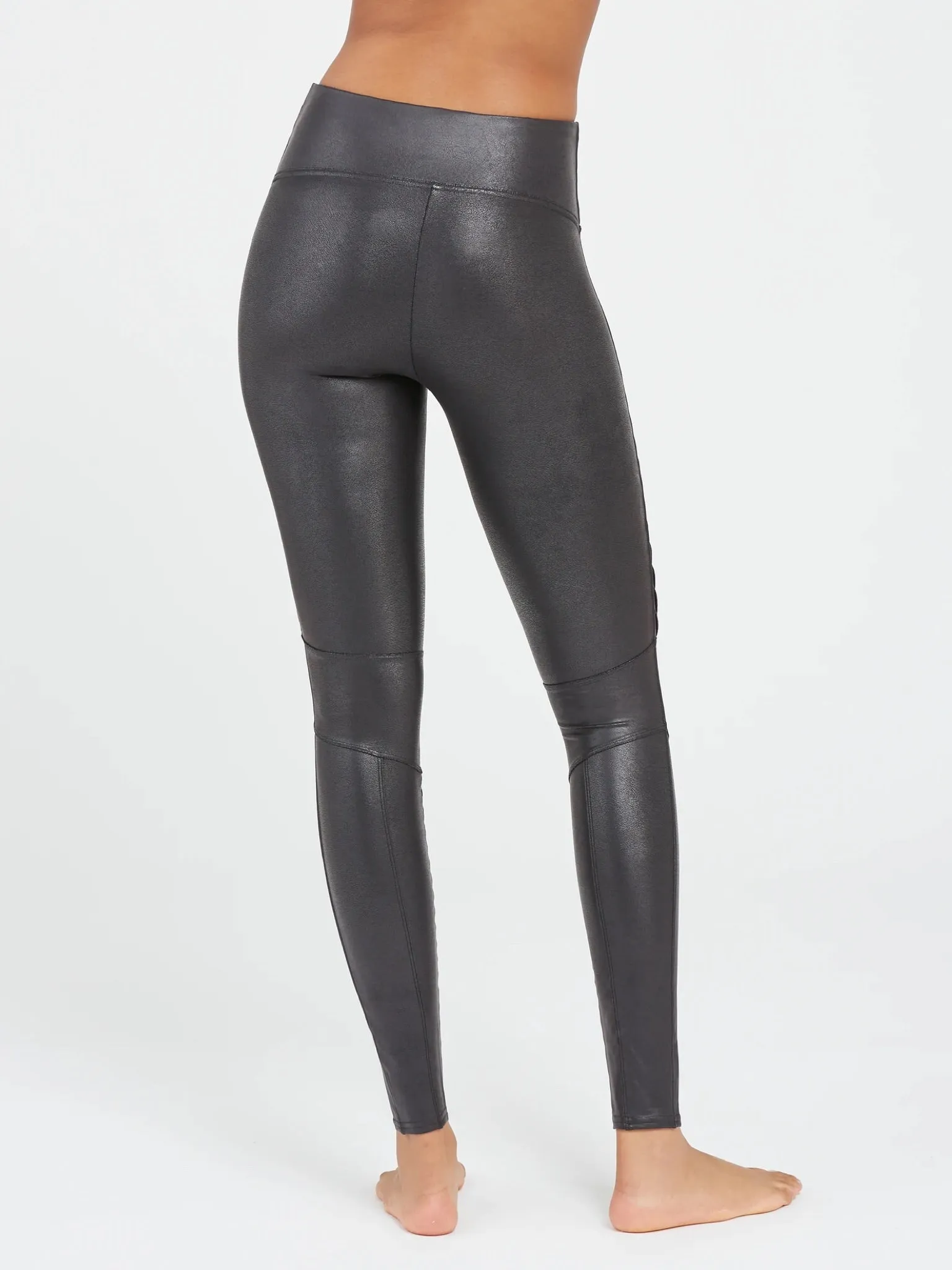 SPANX Black Faux Leather Moto Leggings