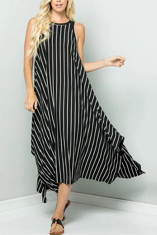 Stripe Sleeveless Maxi Dress