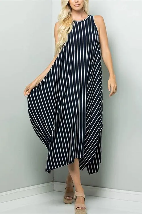 Stripe Sleeveless Maxi Dress