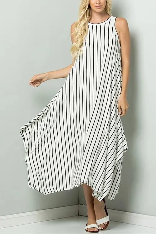 Stripe Sleeveless Maxi Dress