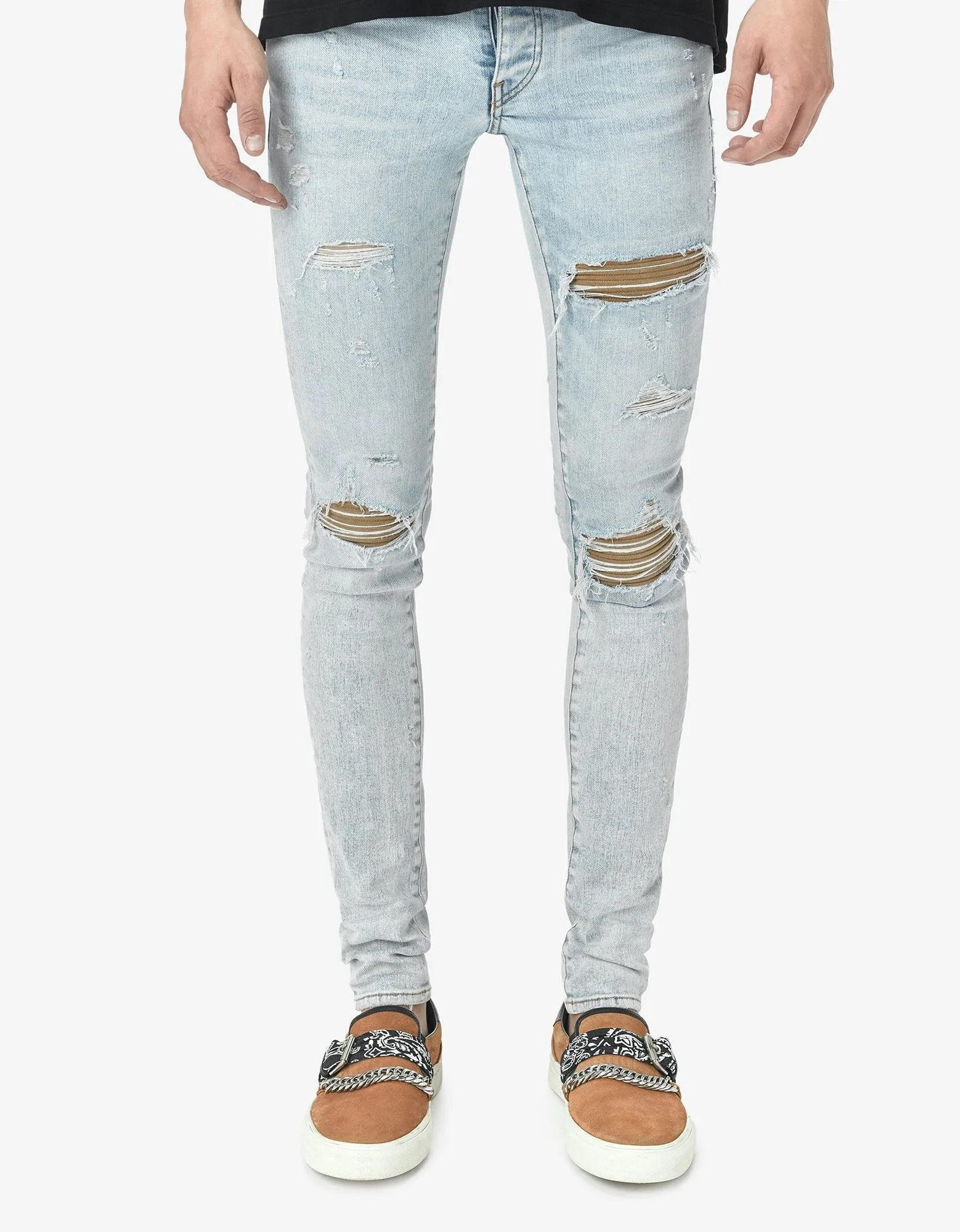 Suede MX1 Sky Indigo Distressed Skinny Jeans