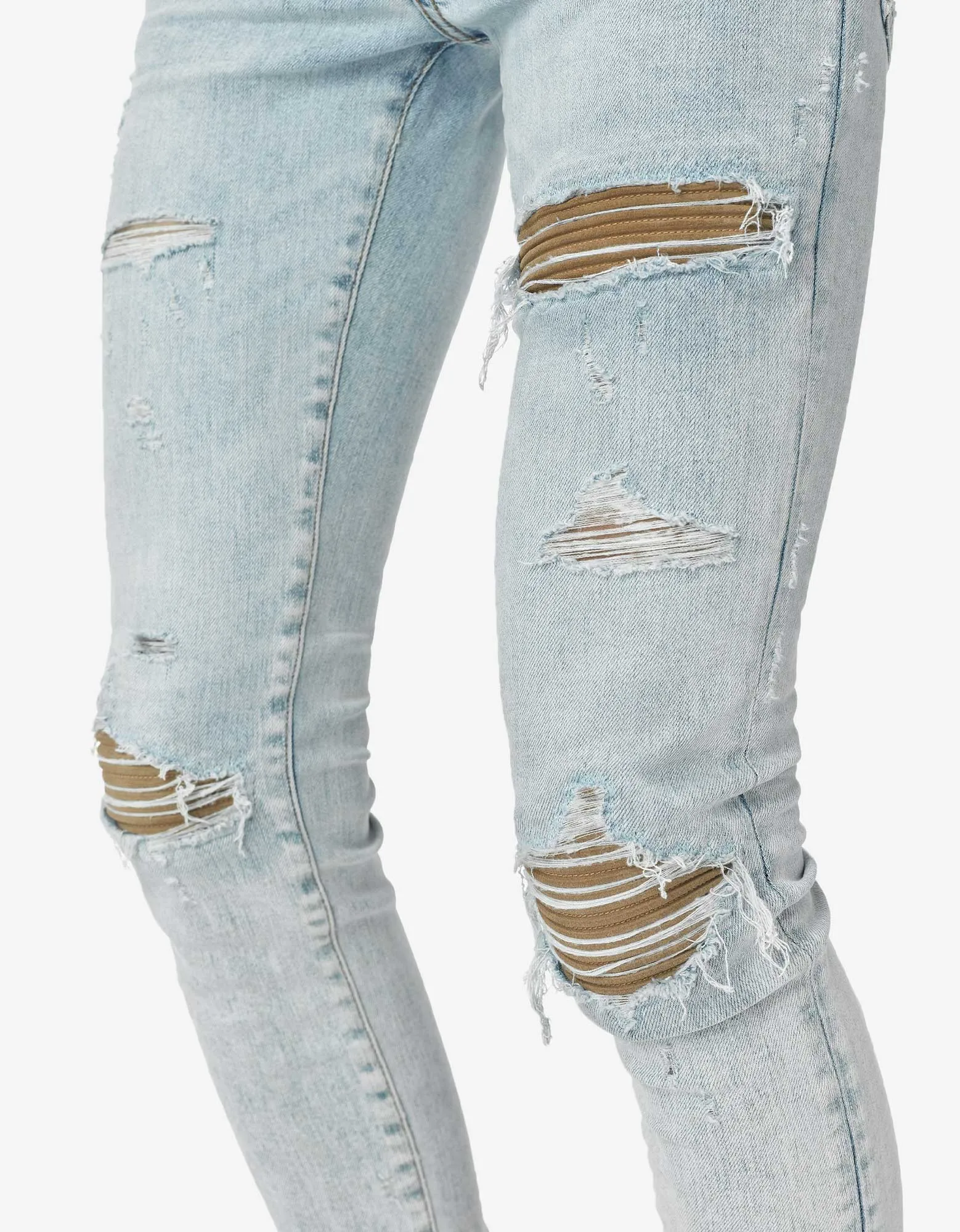 Suede MX1 Sky Indigo Distressed Skinny Jeans