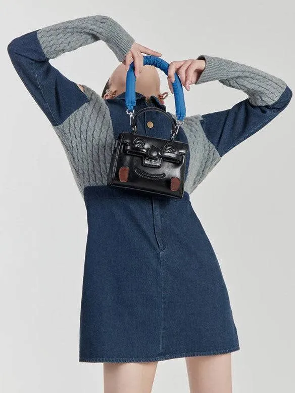 Tessa Spliced Knitting Denim Dresses