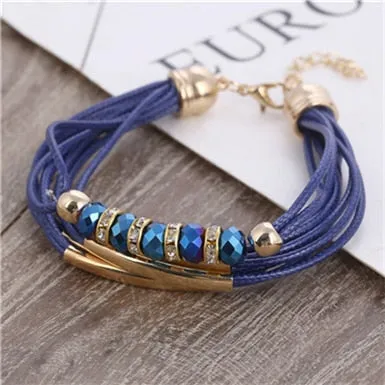 Trendy Girls Luxury Leather Beaded Bracelet