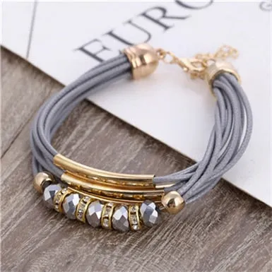 Trendy Girls Luxury Leather Beaded Bracelet