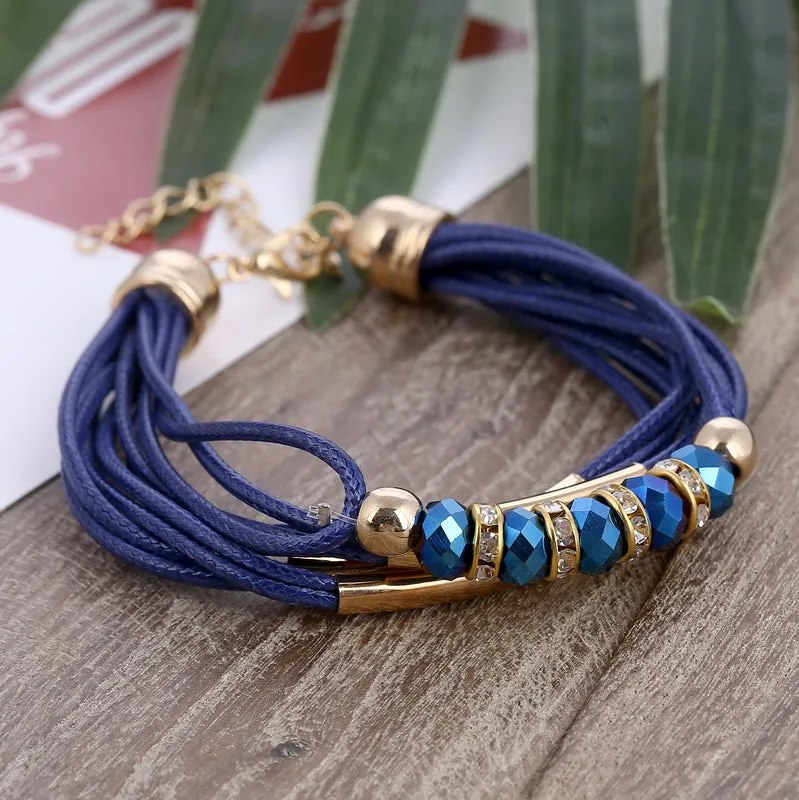 Trendy Girls Luxury Leather Beaded Bracelet