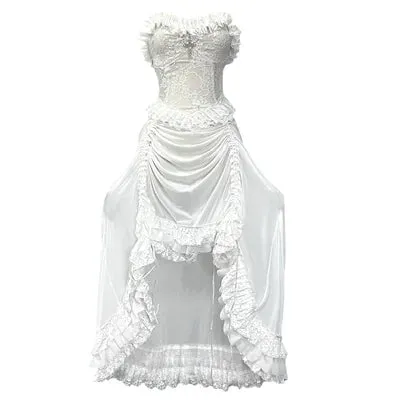 White Flying Gothic Asymmetric Lace Rope Summer Sleeve Light Evening Strap Party Stiletto Lolita Outfit