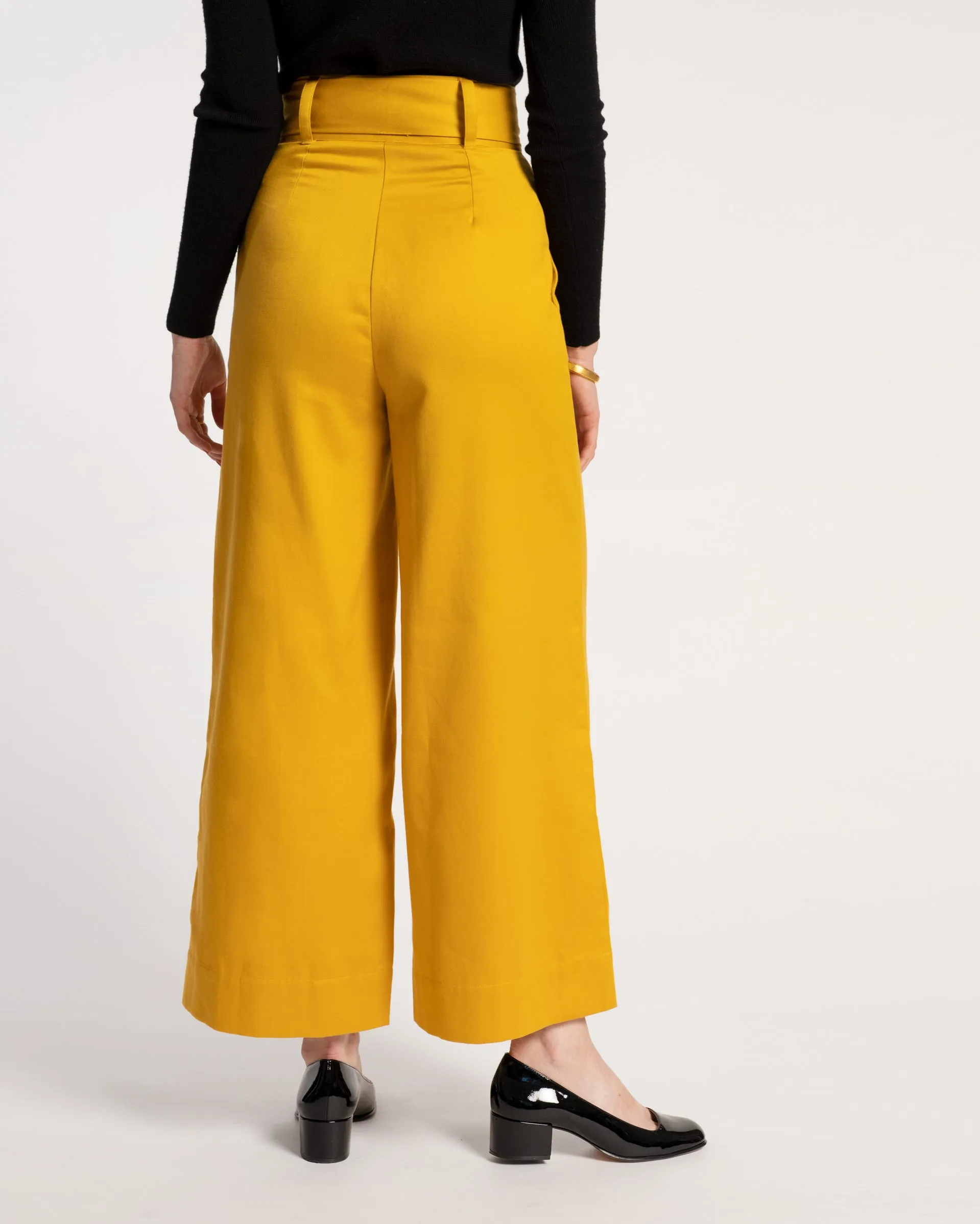 Zoey Belted Cotton Pant Mustard